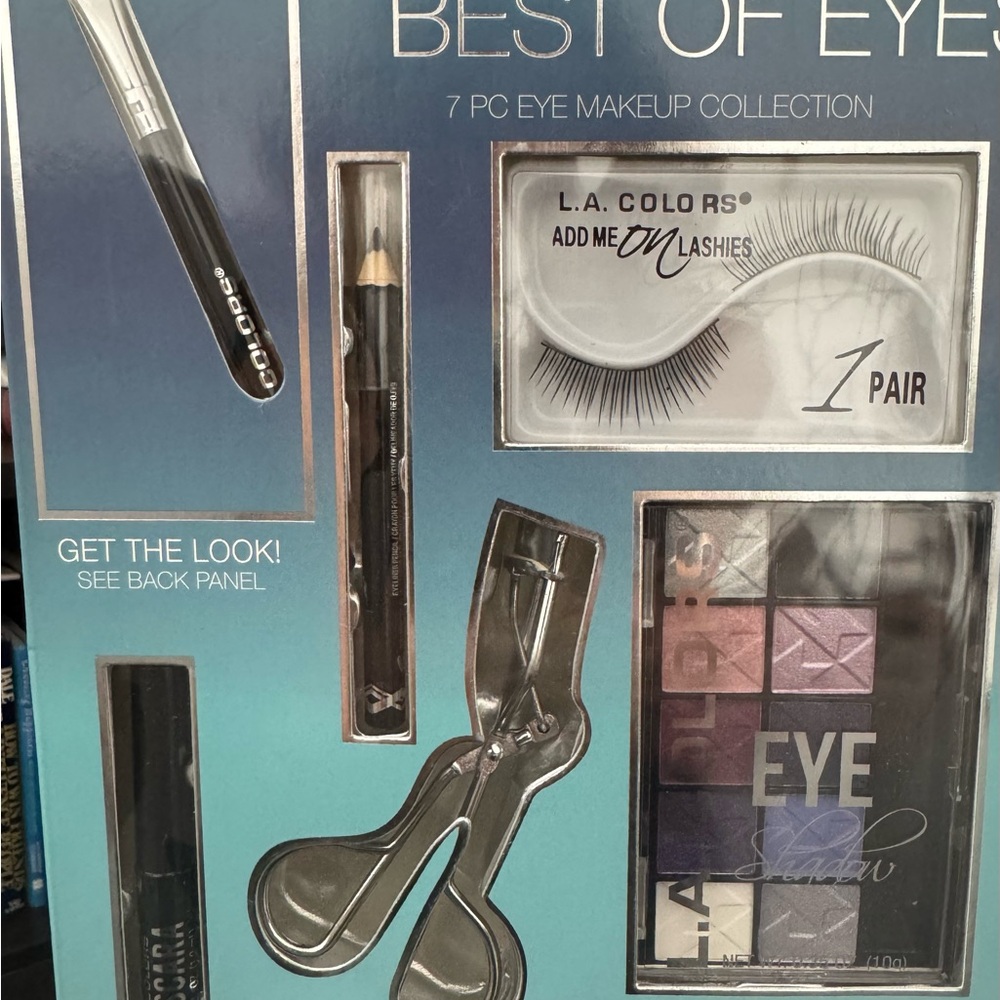 L.A. Colors Best of Eyes 7 PC Eye Makeup Collection - Black, Purple, Silver